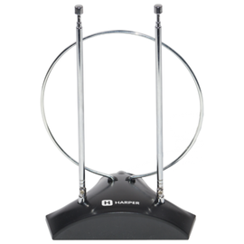  Антенна HARPER ADVB-2010 комнатная, пассивная; Принимаемый сигнал: DVB-T2; Диапазон: VHF / UHF (174–230 MHz, 470-862 MHz); Усиление: 5-7 dB; Сопротивление: 75 Ω; Коэффициент шума: ≤3 dB; Длина кабеля: 1,5 м 