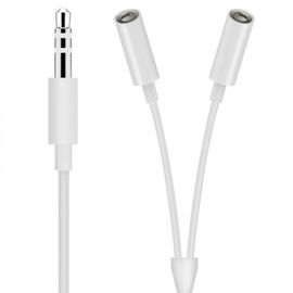  Переходник  MH028 3.5, Jack 3.5 - Jack 3.5 dual, белый, Male to Dual Female 