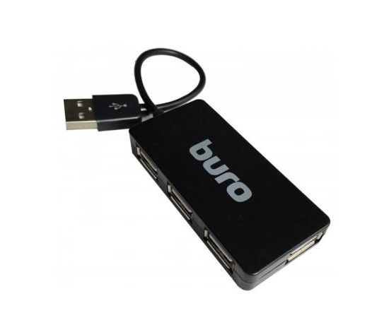  Разветвитель USB 2.0 Buro BU-HUB4-U2.0-Slim 4порт. черный 