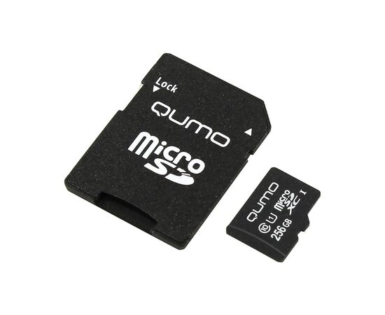 Карта флэш-памяти MicroSD 256 Гб Qumo +SD адаптер Pro seria UHS-1 U3 