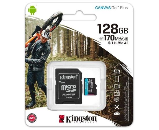  Карта памяти Kingston SDCG3/128GB microSDXC Canvas Go Plus с адаптером 
