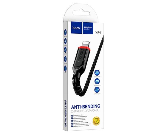  Кабель USB - Apple lightning Hoco X59 Victory 100см 2,4A (black) (202523) 