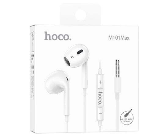  Проводные наушники HOCO M101 Max Crystal, Jack 3.5mm, 1.2 м, белый 