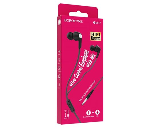  Проводные наушники BOROFONE BM37 Noble, Jack 3.5mm, 1.2 м, черный 