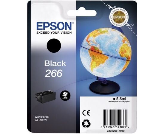  Картридж струйный Epson T266 C13T26614010 черный (5.8мл) для Epson WF-100W 