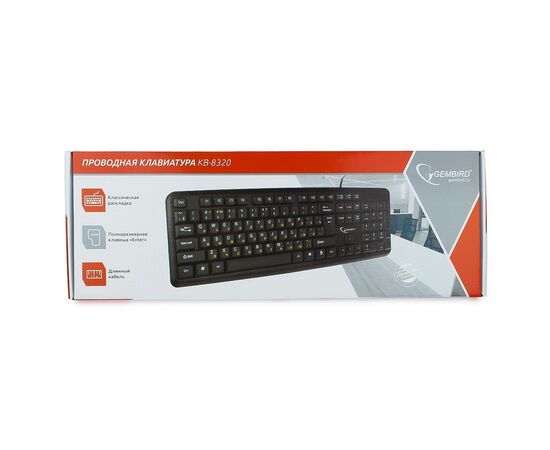  Клав. Gembird KB-8320U-BL Black, USB, 104 клавиши 
