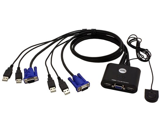  KVM-переключатель Aten CS22U-AT 2-Port USB VGA Cable KVM Switch with Remote Port Selector 