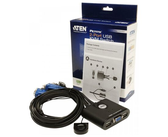  KVM-переключатель Aten CS22U-AT 2-Port USB VGA Cable KVM Switch with Remote Port Selector 