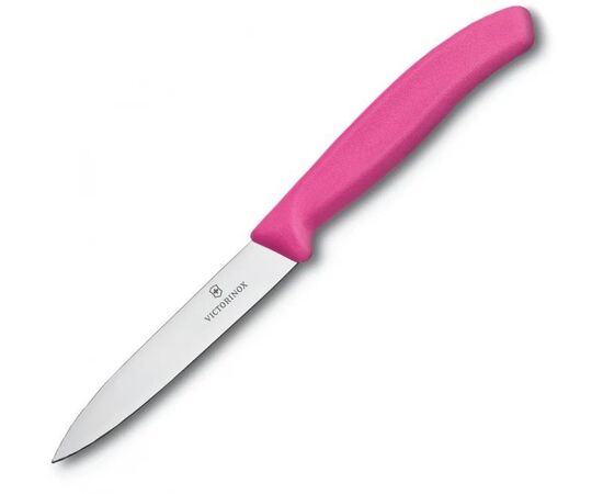 Нож кухонный Victorinox Swiss Classic (6.7606.L115) стальной для чистки овощей и фруктов лезв.80мм прямая заточка розовый 