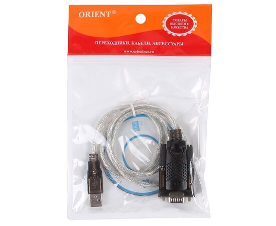  Кабель-адаптер Orient USS-101N18, USB Am to RS232 DB9M (Prolific PL2303HXD, поддержка Win 8.x/10), длина 1.8м, крепеж разъема - винты 