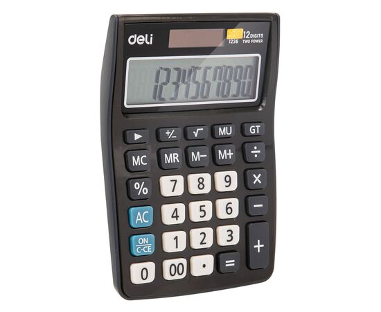  Калькулятор настольный Deli E1238black черный 12-разр. 