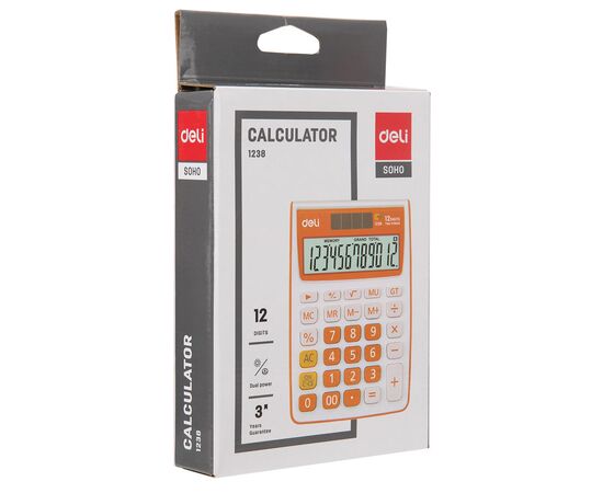  Калькулятор настольный Deli E1238black черный 12-разр. 